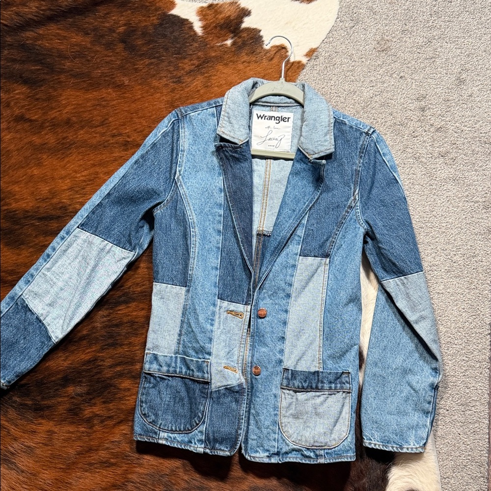 Wrangler Blue Patchwork Denim Blazer - image 2